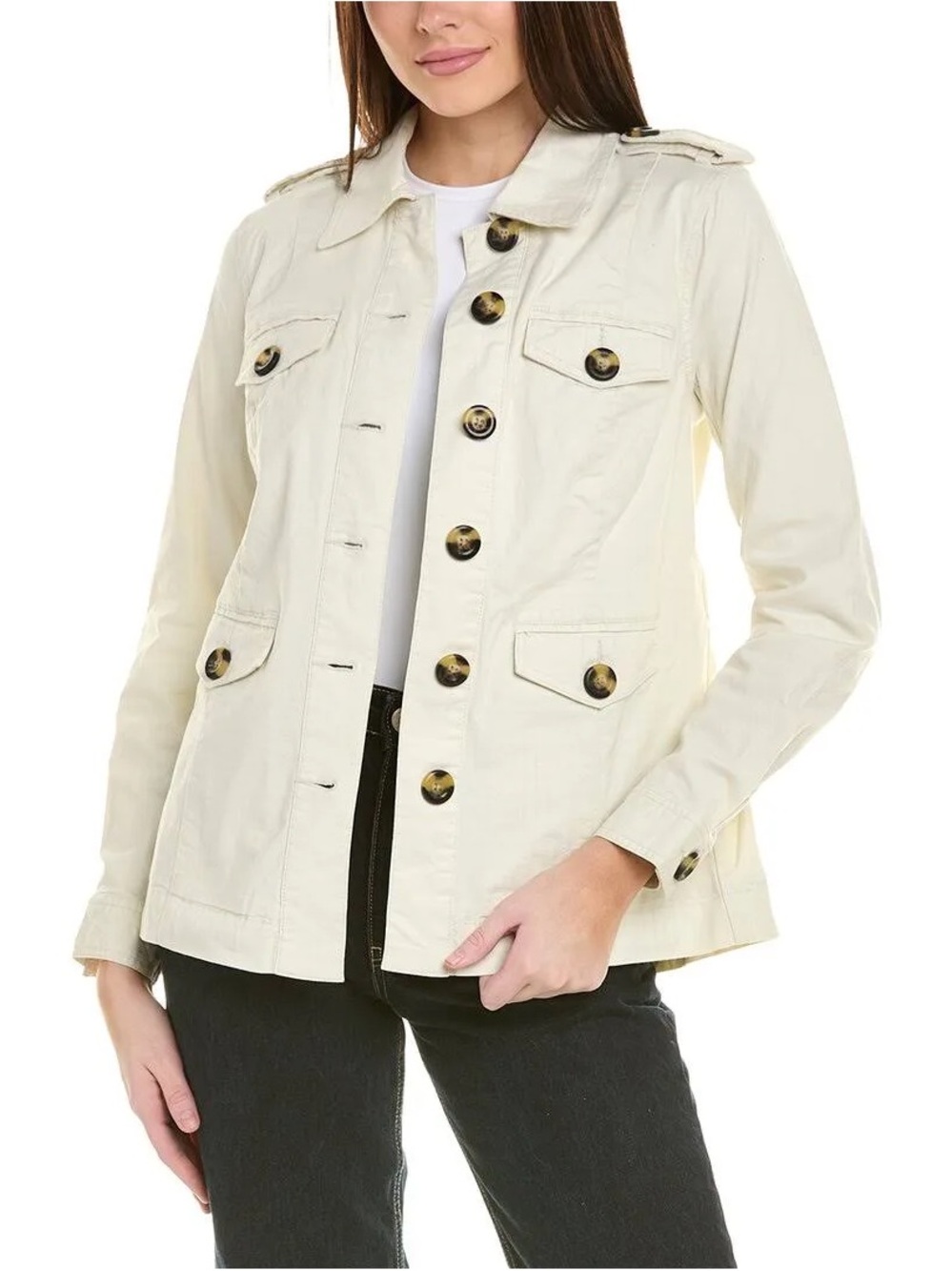 Cabi Cream Utility Field Jacket Medium Minimalist Safari Chic Elevated Casual